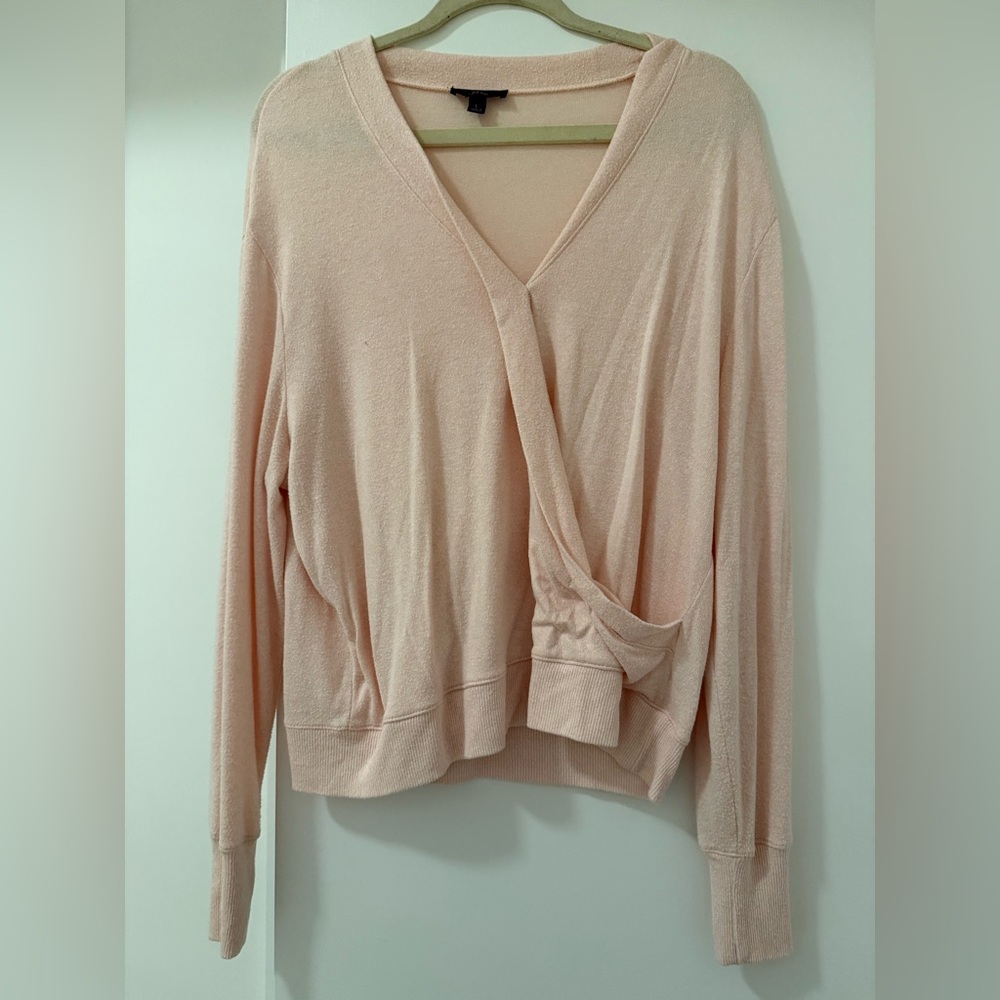 J Crew light pink v-neck faux wrap sweater
